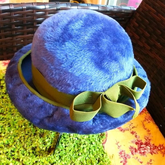 60's DIOR CHRISTIAN Lord & Taylor Union Tag RARE Blue Angora Collector Chapeax - Picture 3 of 16